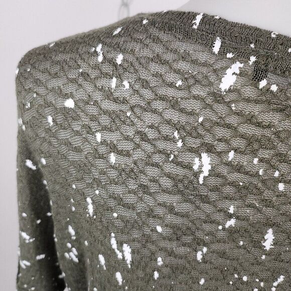 Generation Love Green Long Sleeve Crew Neck Semi Sheer Paint Splatter Top XS/S - Picture 6 of 9